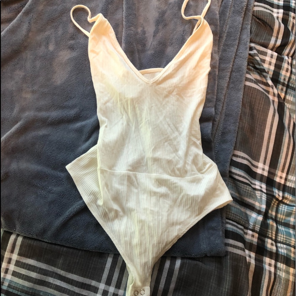 white ribbed bodysuit